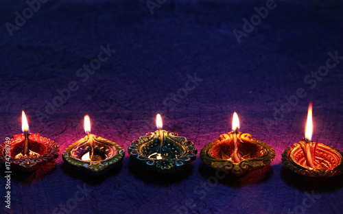 decorative diyas for diwali background and cards