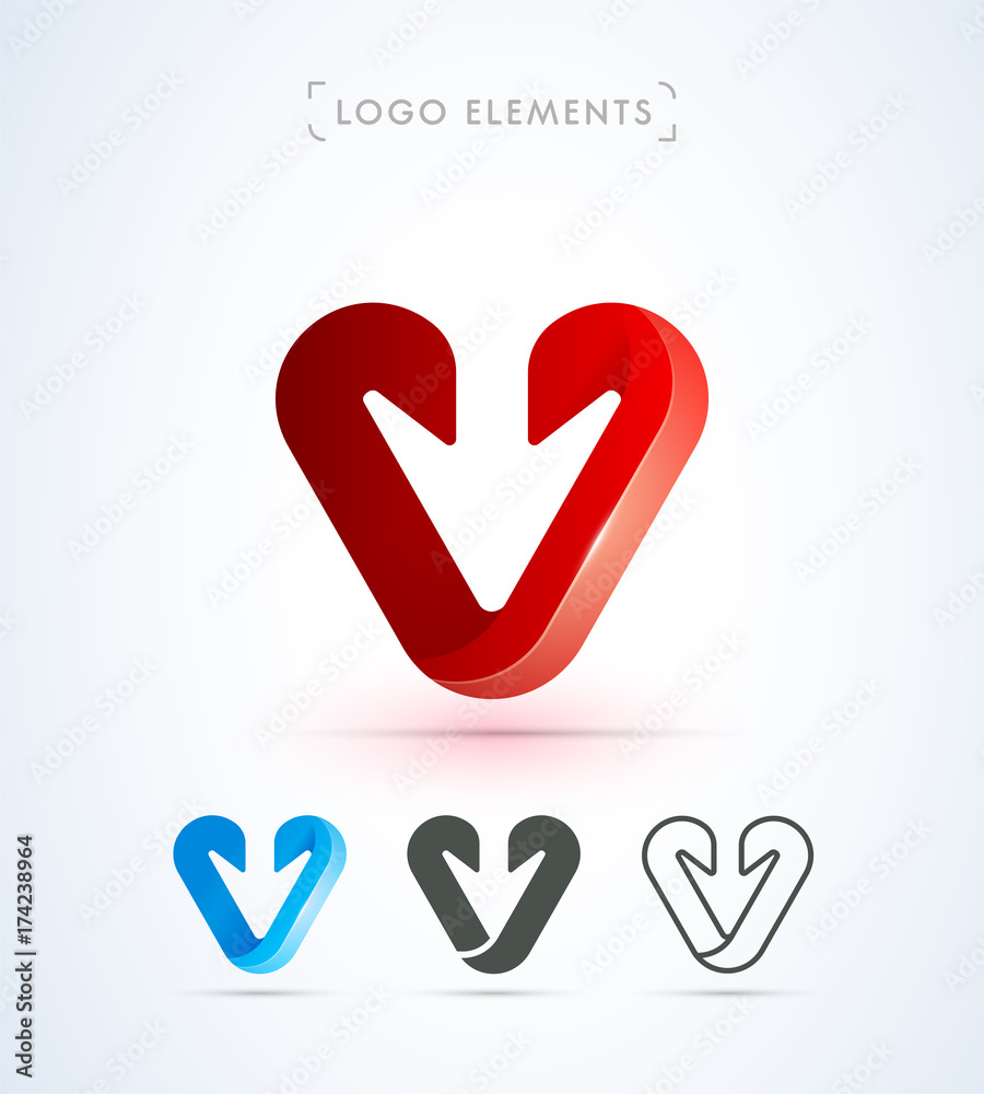 Arrow logo template. Download button. Material design, flat, line art style Arrow logo template. Download button. Material design, flat, line art style