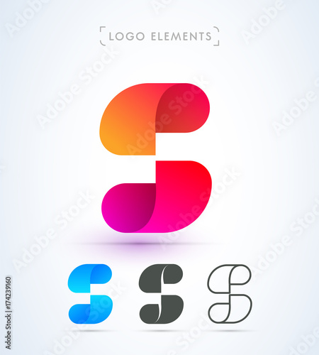 S letter abstract vector logo. Material design, flat, line art style