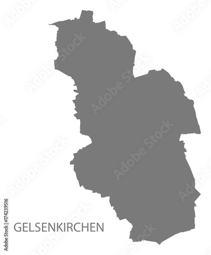 Gelsenkirchen city map grey illustration silhouette shape