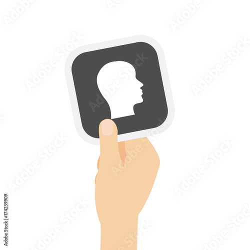 Hand hält graue Karte - Profil