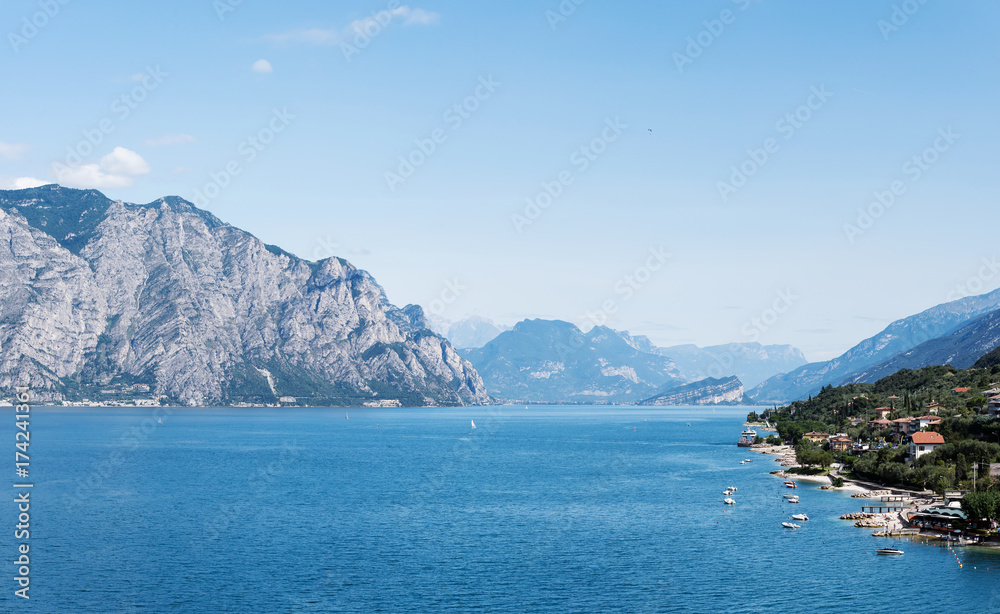 Panorama from Malcesine of Garda Lake, Garda Lake, Italy, Europe