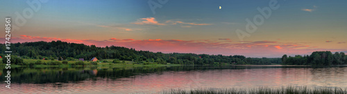 Panorama of sunset over the river