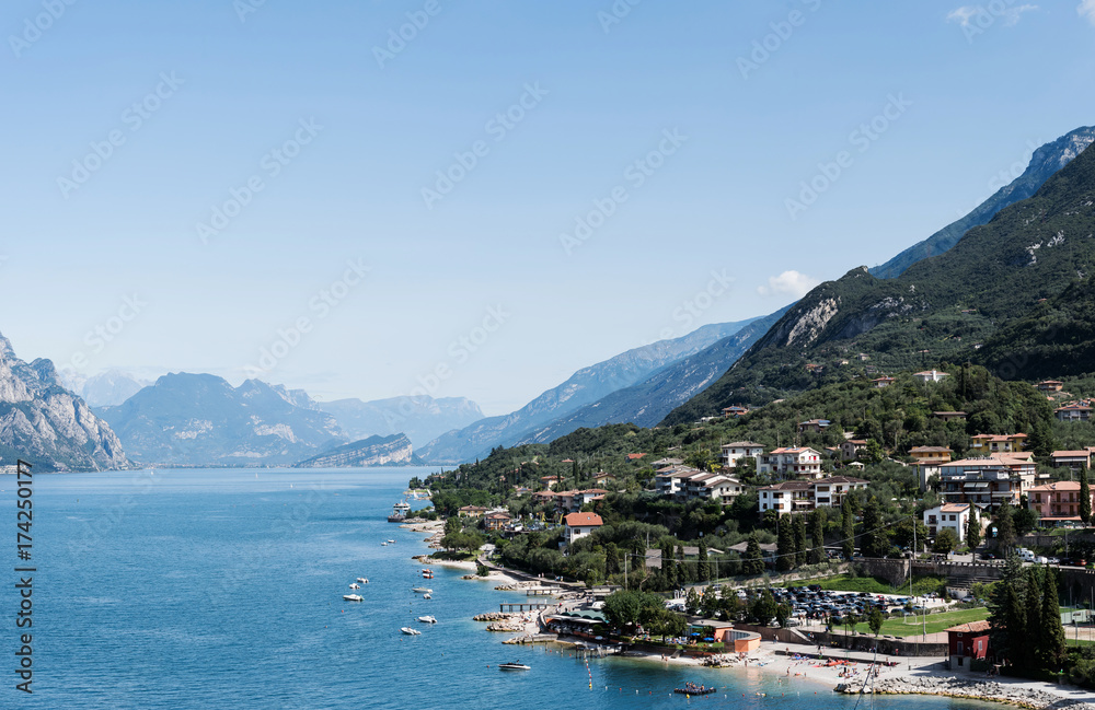 Panorama from Malcesine of Garda Lake, Garda Lake, Italy, Europe
