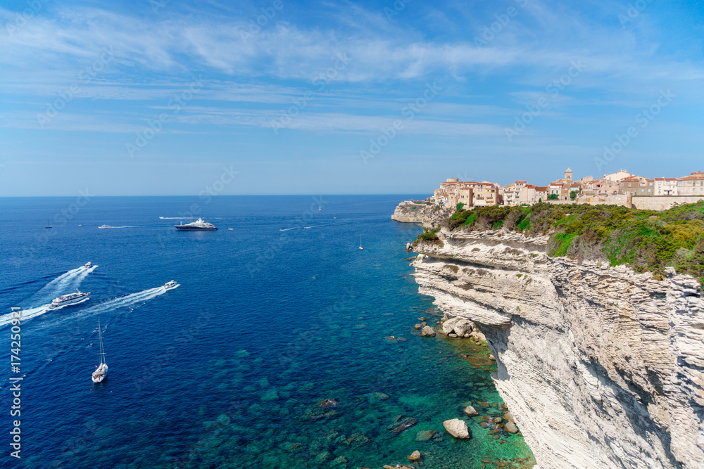 View of Bonifacio old town Corsica island France