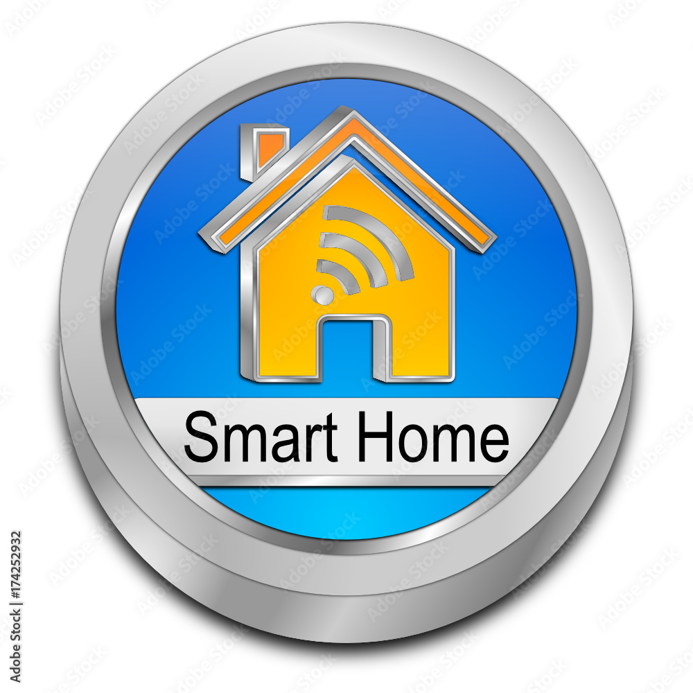 Smart Home Button - 3D illustration Smart Home Button - 3D illustration