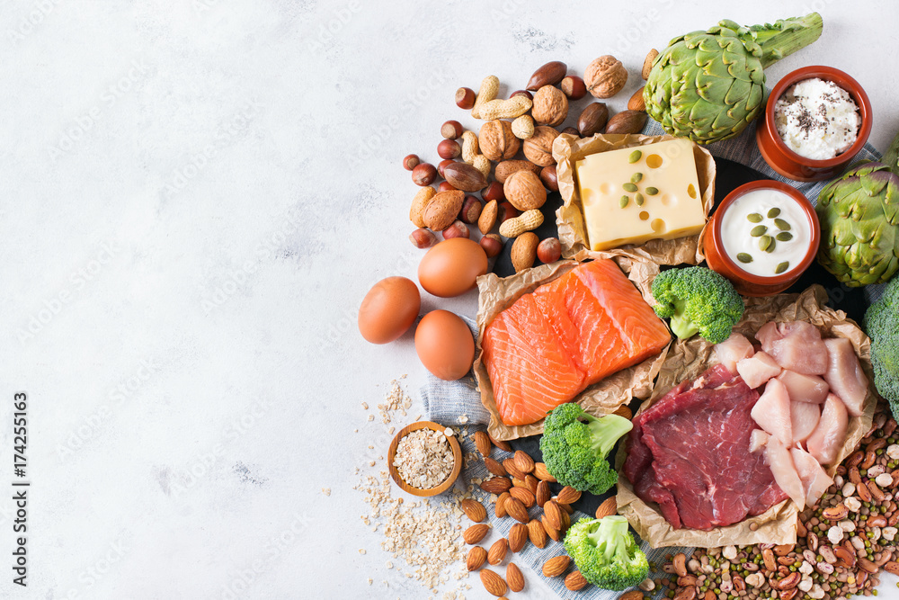 Assortment of healthy protein source and body building food Assortment of healthy protein source and body building food