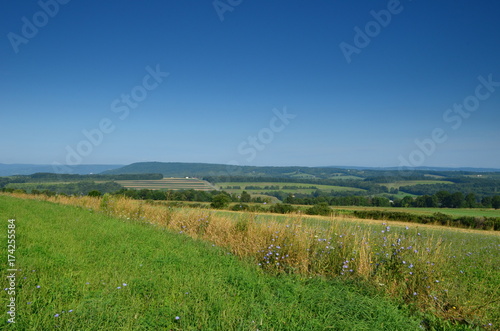 Summer farm fields on the hillside of upstate New York 