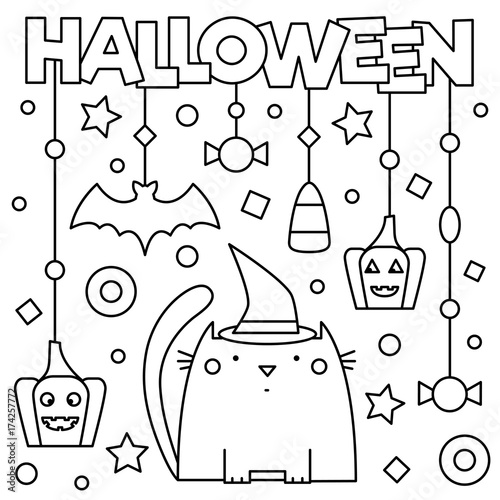 Halloween. Coloring page. Vector illustration.