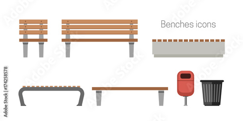 Tableau sur toile Benches flat icons