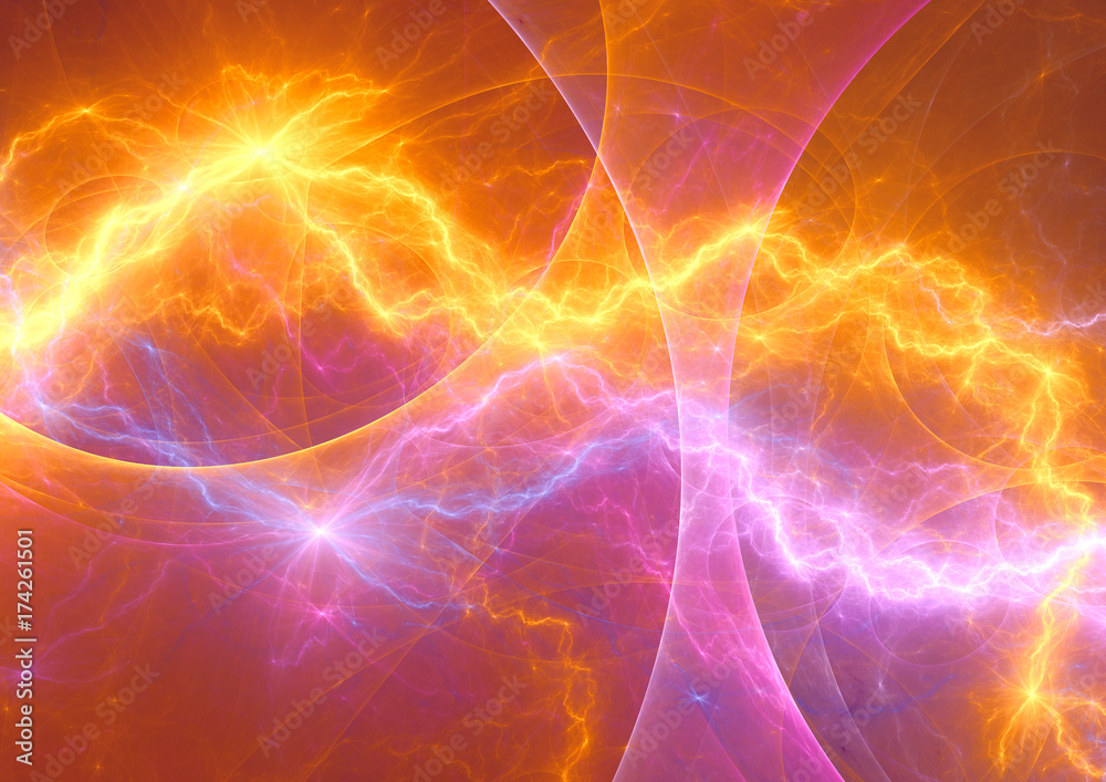Fototapeta premium Hot burning fractal lightning