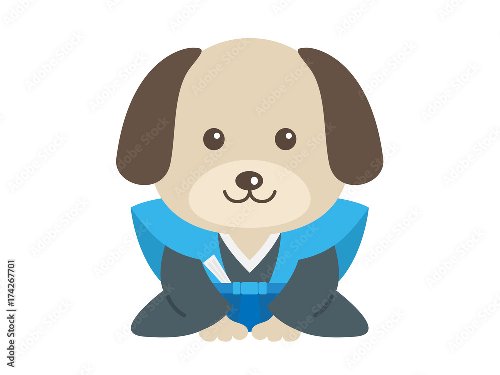 Obraz premium 犬のイラスト（お正月Ver）