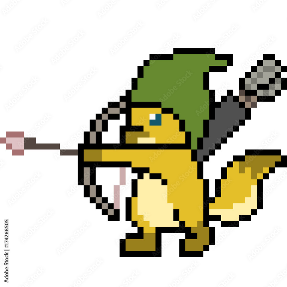 Obraz premium vector pixel art monster archer