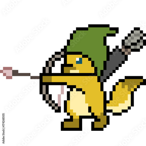 vector pixel art monster archer