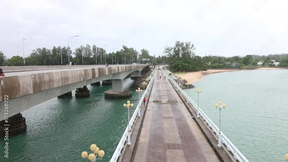 PHUKET, THAILAND - AUGUST 03, 2017; View of Sarasin bridge Phuket Province. First bridge built linked Phuket Island to Phang Nga Province, was built in 1967. PHUKET, THAILAND - AUGUST 03, 2017; View of Sarasin bridge Phuket Province. First bridge built linked Phuket Island to Phang Nga Province, was built in 1967.