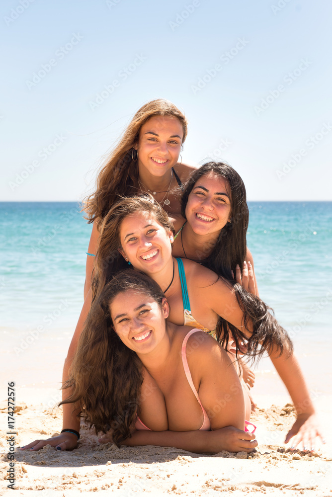 group of friends at the beach