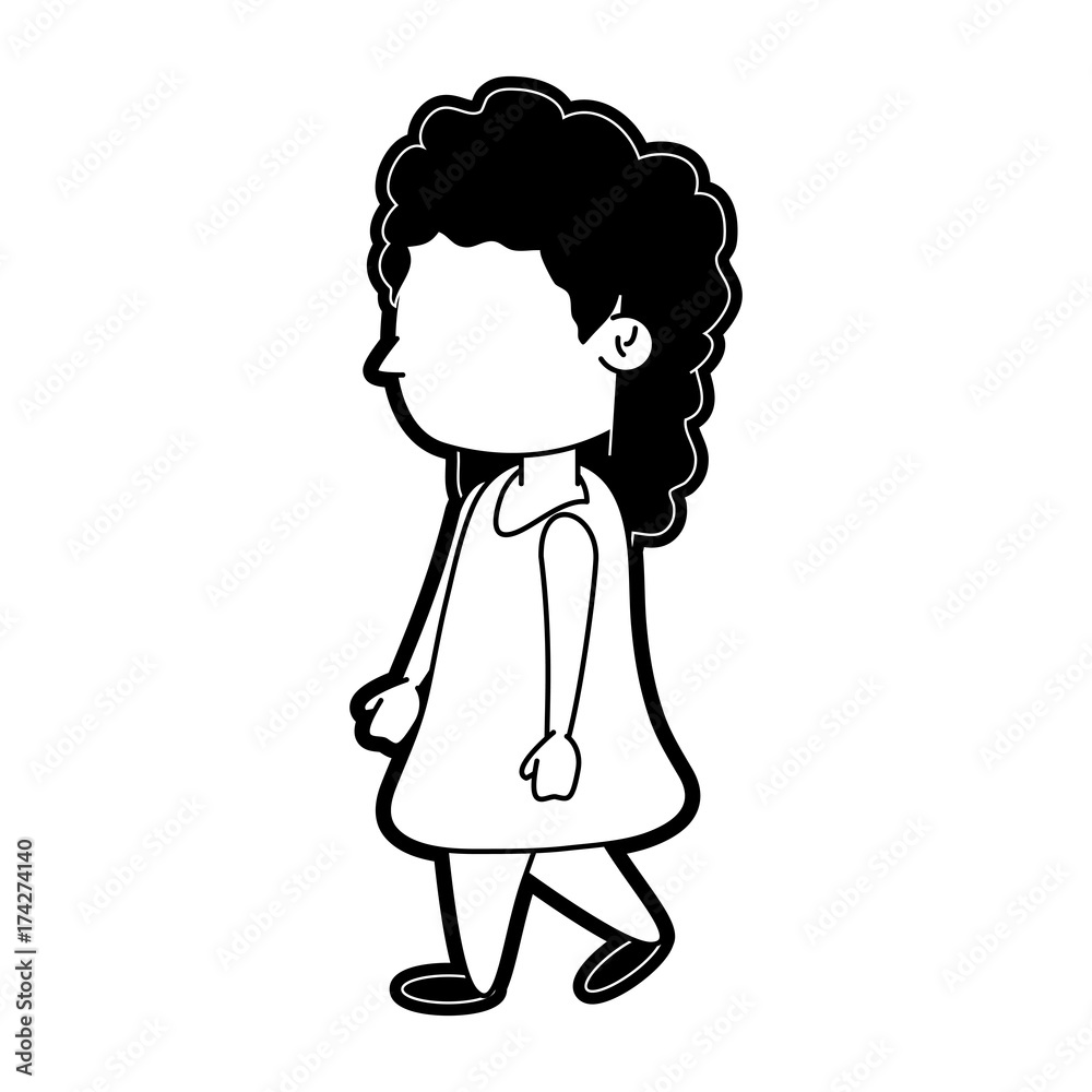 girl walking with long hair sideview icon image vector illustration design black and white girl walking with long hair sideview icon image vector illustration design black and white