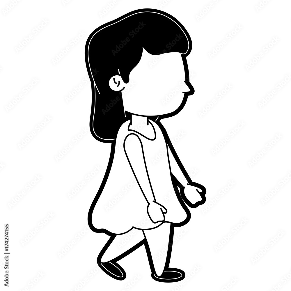girl walking with long hair sideview icon image vector illustration design black and white girl walking with long hair sideview icon image vector illustration design black and white