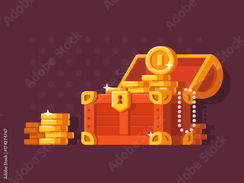 Wooden chest with golden