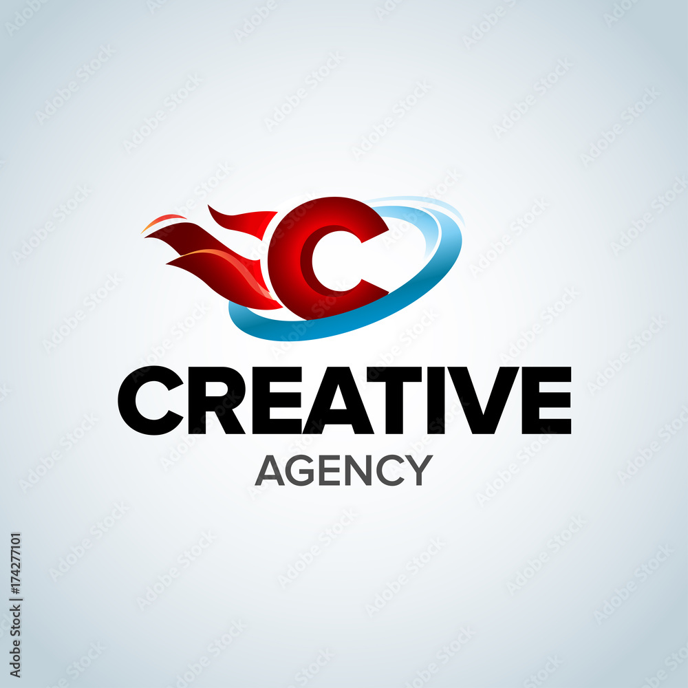 Creative agency Letter C Logo. C Letter Design Vector with flames. Isolated vector illustration. Creative agency Letter C Logo. C Letter Design Vector with flames. Isolated vector illustration.