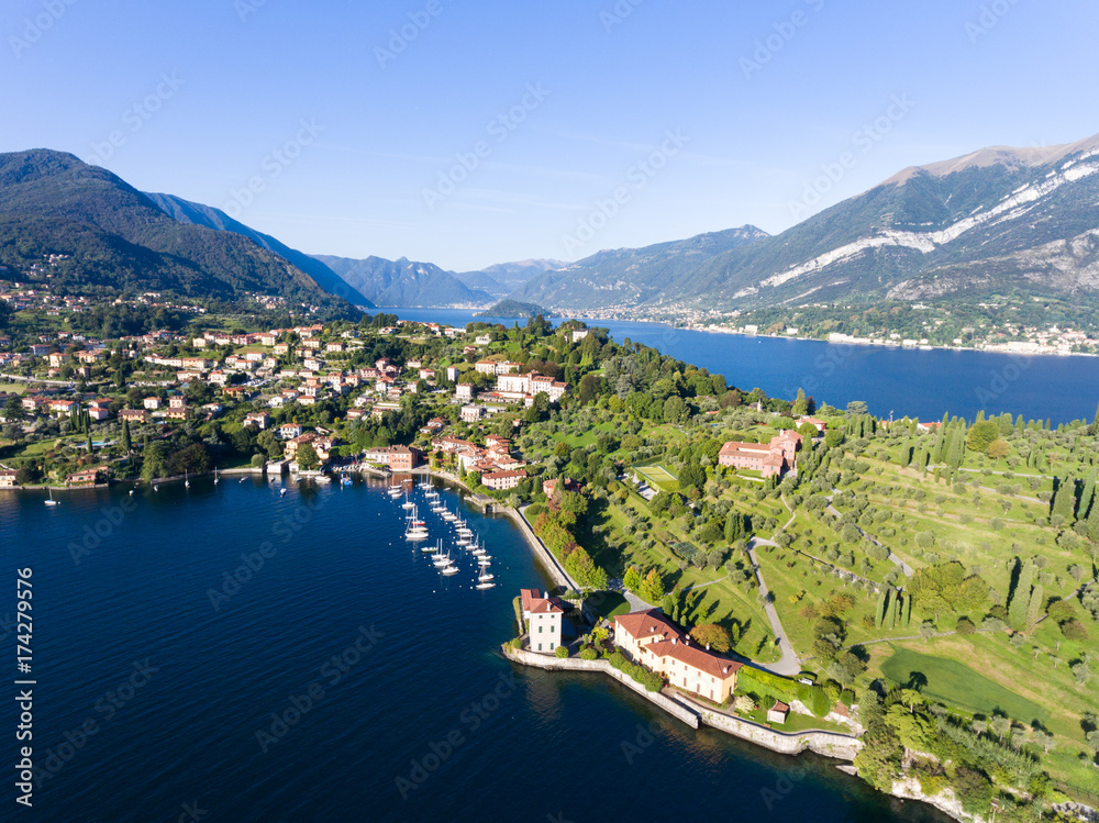 Panoramic view, Como lake. Village of Pescallo and Bellagio