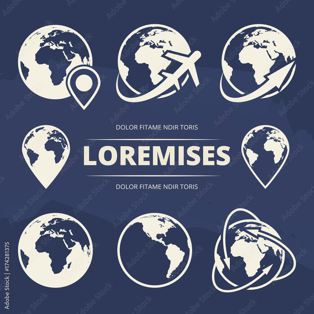 Obraz premium Globe earth and navigation icons set