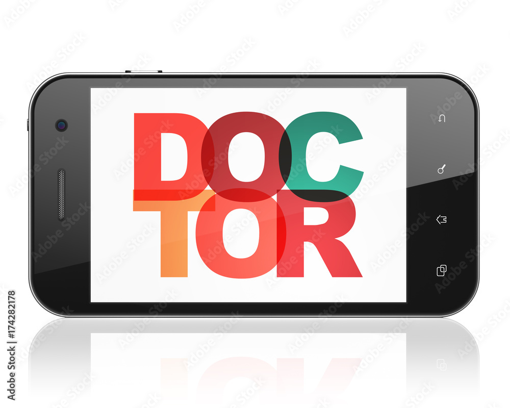 Medicine concept: Smartphone with Doctor on display Medicine concept: Smartphone with Doctor on display