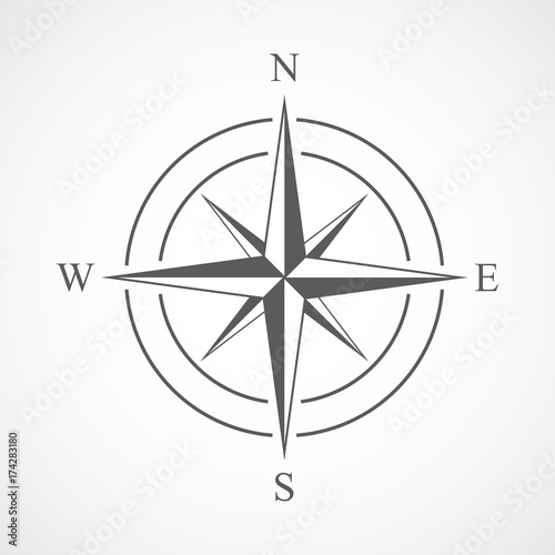 Gray compass icon. Vector illustration.