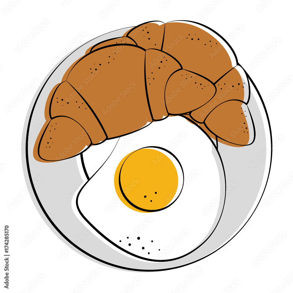 fried egg and croissant food related image vector illustration design fried egg and croissant food related image vector illustration design