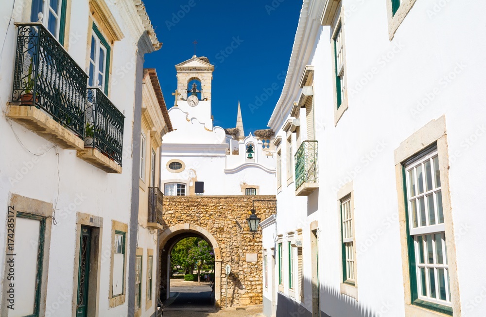 view on architecture on old town in Faro, Algarve, Portugal