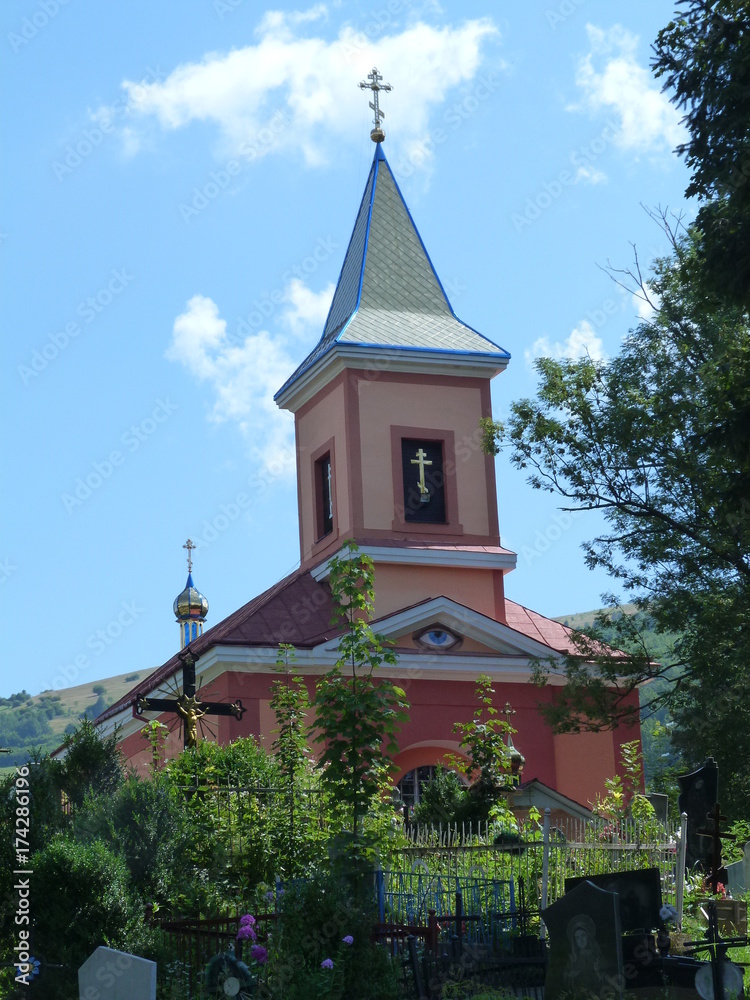 a church in a mountain village in the Carpathians