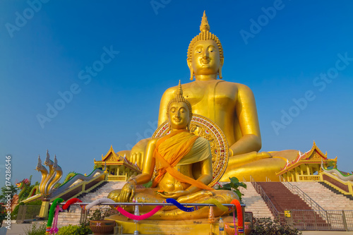 The famous biggest golden buddha statue at Wat muang  Angthong province  Thailand.
