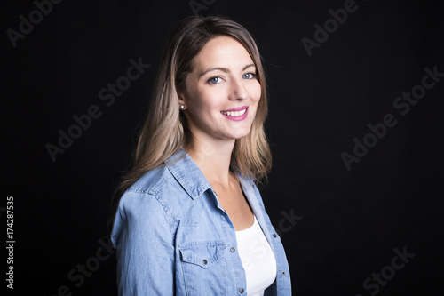 Attractive female on black background