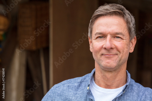 Happy Middle Aged Man Outside