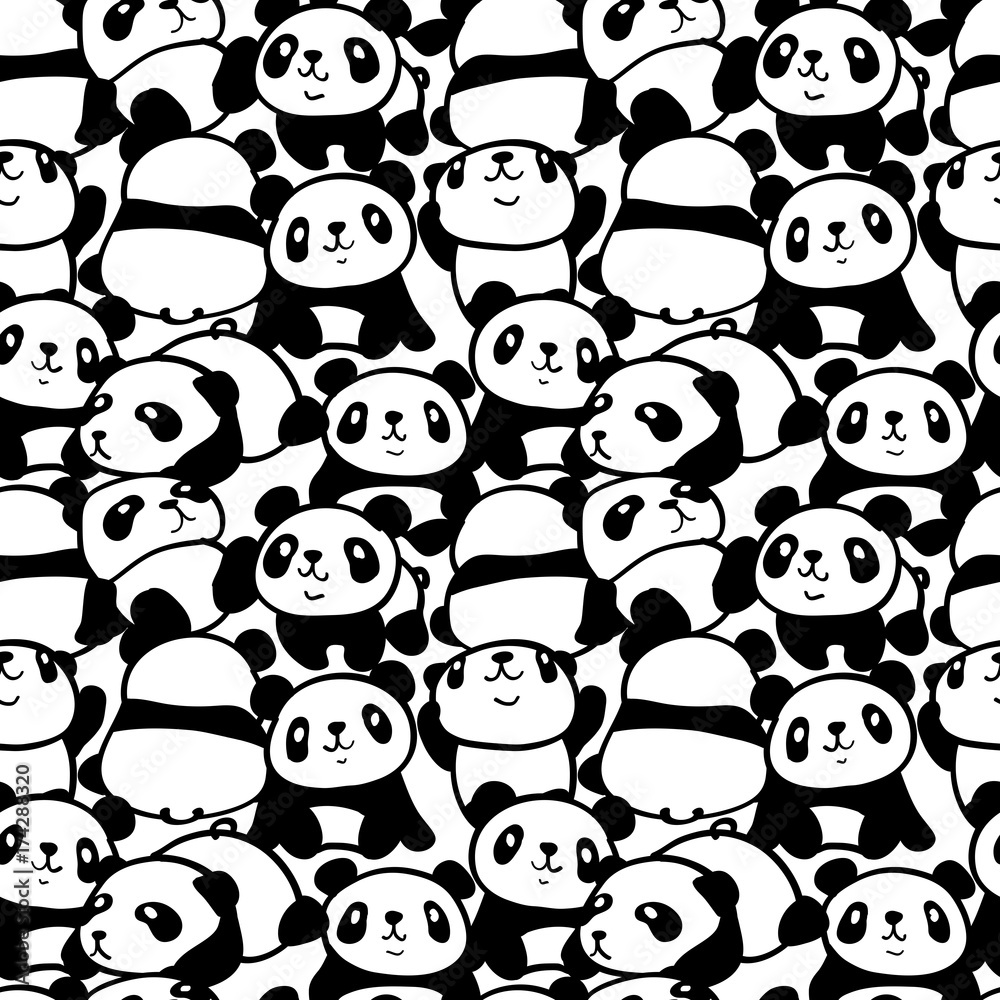 Obraz premium Wzór z wizerunkiem za dużo pand. Ilustracji wektorowych.