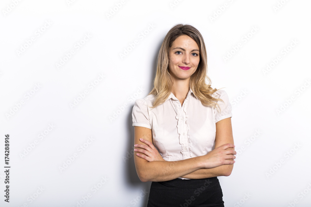 Successful businesswoman on grey background Successful businesswoman on grey background