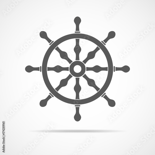 Ship steering wheel icon. Vector illustration