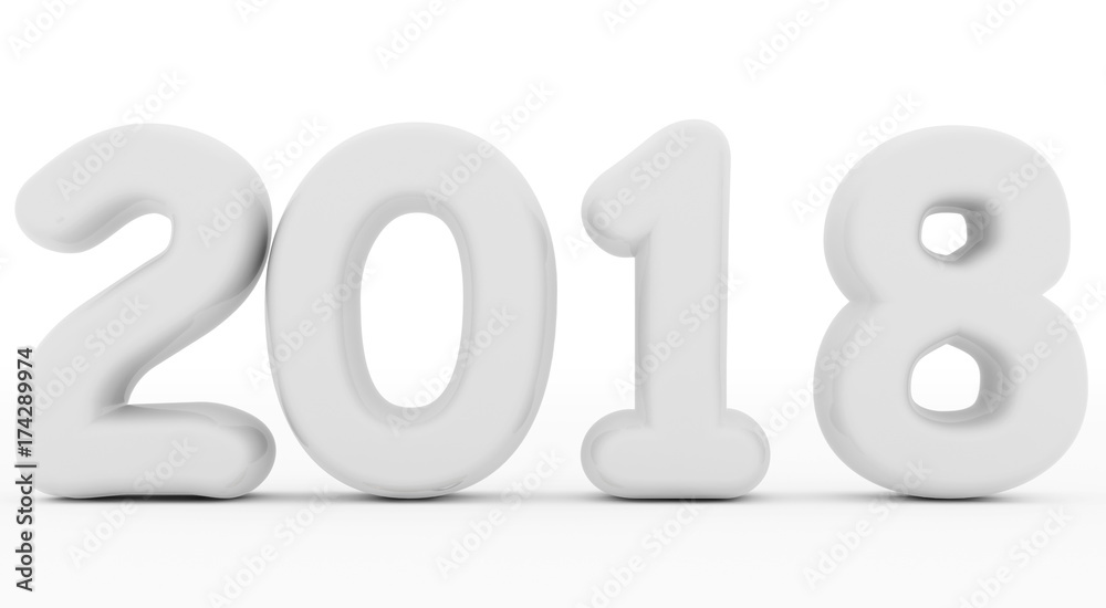 year 2018 white rounded 3d numbers isolated on white year 2018 white rounded 3d numbers isolated on white