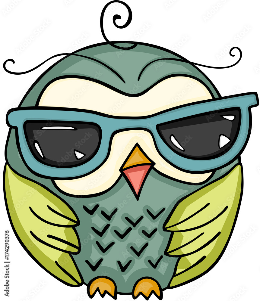 Cute owl with sunglasses Stock Vector | Adobe Stock