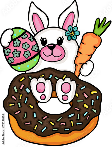 Bunny with donut and easter egg
