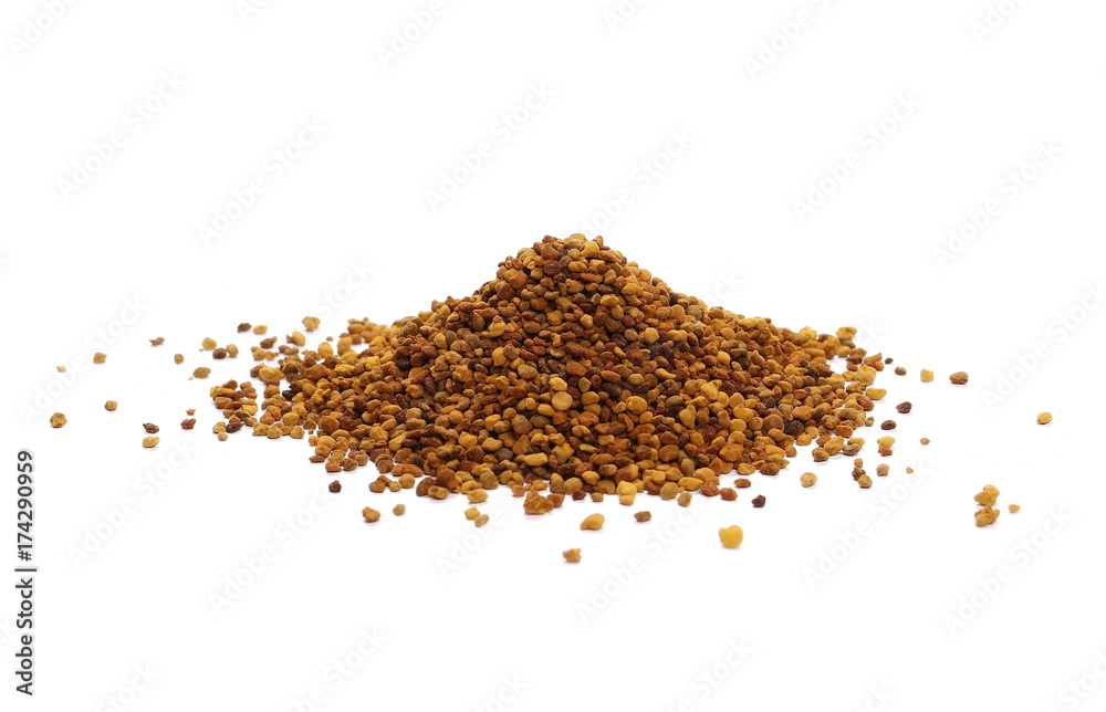 pile fresh bee pollen isolated on white background pile fresh bee pollen isolated on white background