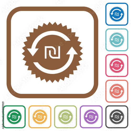 New Shekel pay back guarantee sticker simple icons