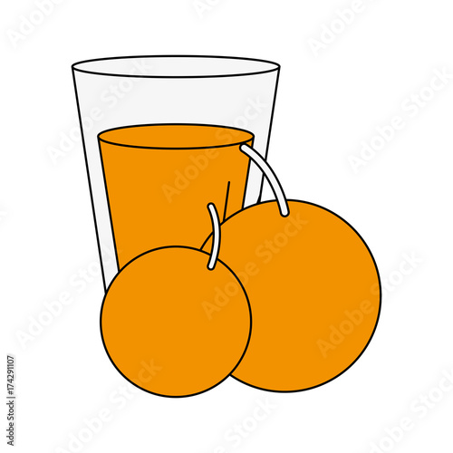 Orange juice in glass Delicious donuts dessert icon vector illustration graphic design