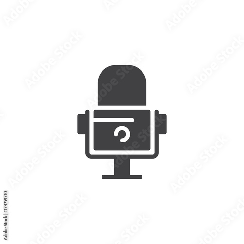 Microphone icon vector, filled flat sign, solid pictogram isolated on white. Audio record symbol, logo illustration.