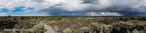 Desert scrub and storm