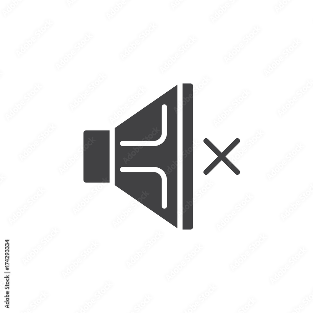 Speaker muted, sound off icon vector, filled flat sign, solid pictogram isolated on white. Symbol, logo illustration. Speaker muted, sound off icon vector, filled flat sign, solid pictogram isolated on white. Symbol, logo illustration.