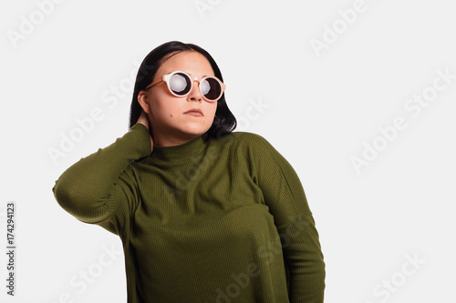 woman in a khaki blouse