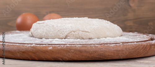 Food ingredients for dough a wooden kitchen board. Cake recipies
