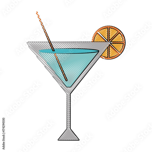 cocktail with lemon garnish icon image vector illustration design 