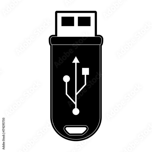 usb drive icon image vector illustration design  black and white
